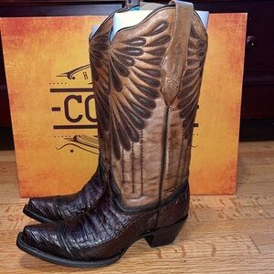 Corral Ladies Brown Estelle  Caiman embroidery cowgirl western leather boots